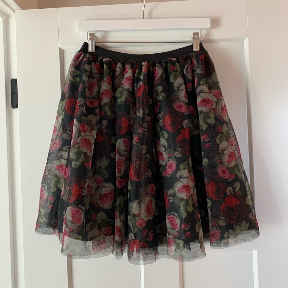 Floral Black tulle Skirt